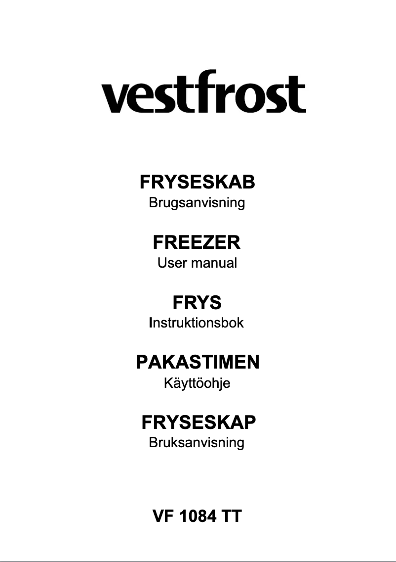 Page 1 de la notice Manuel utilisateur Vestfrost VF 1084 TT