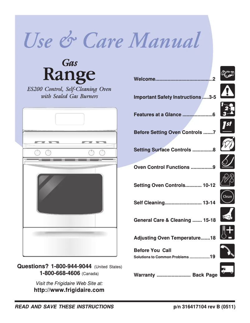 Page 1 de la notice Manuel utilisateur Frigidaire FGF355DS