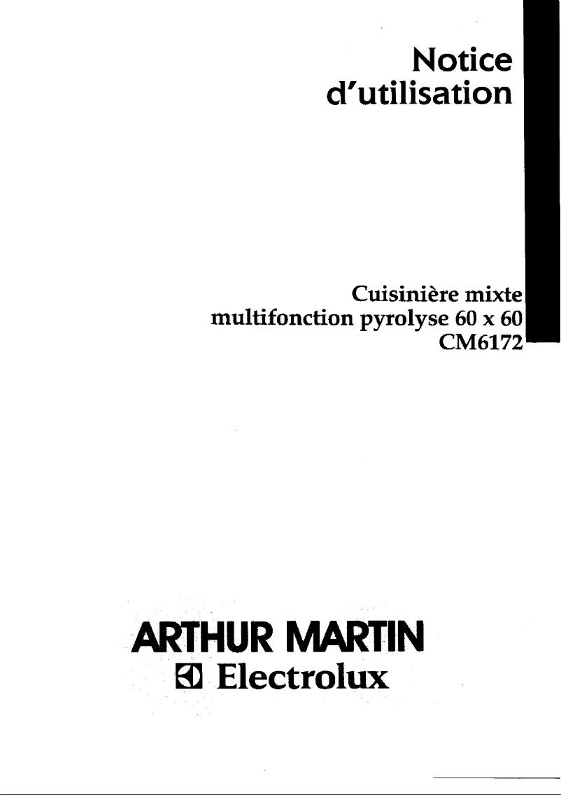 Page n°1 - Manuel utilisateur Arthur Martin-Electrolux CM6172W