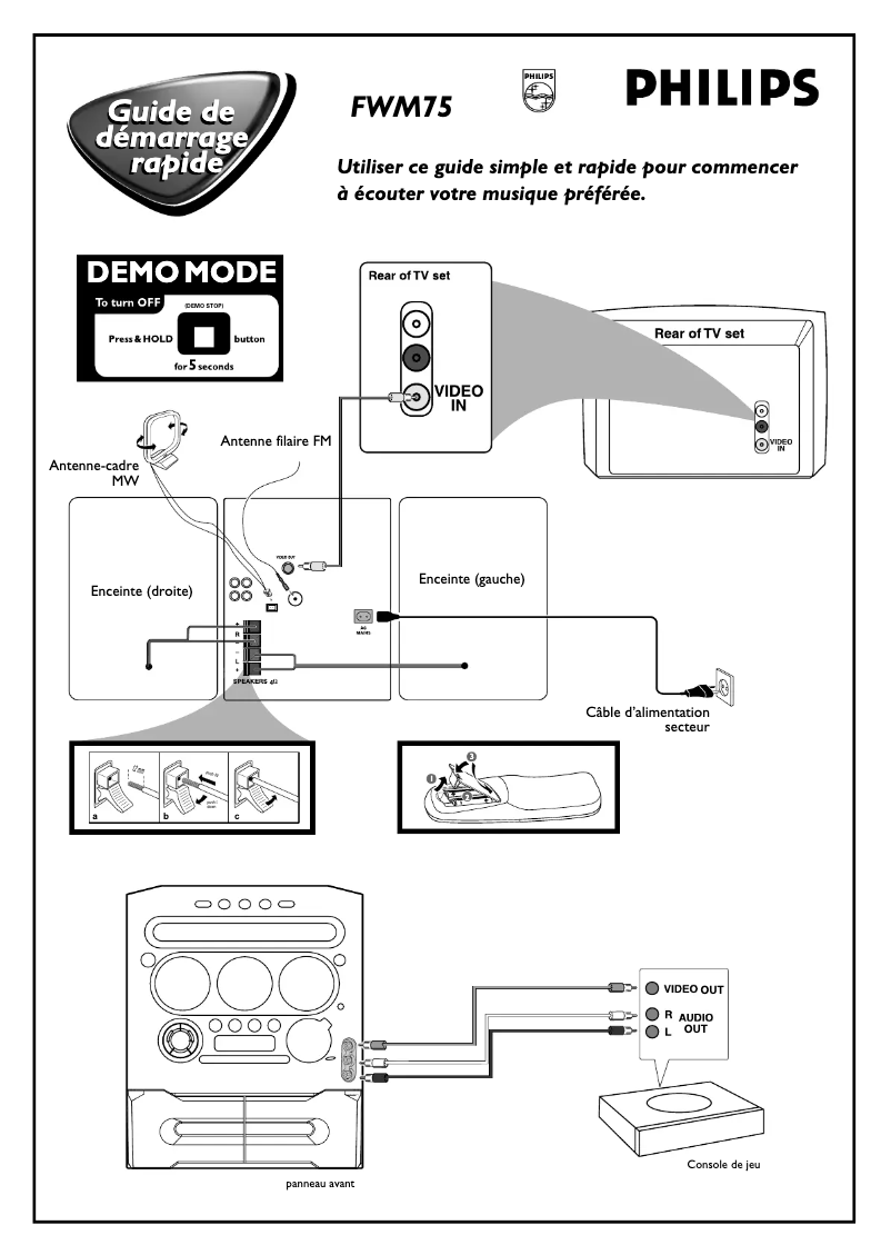 Page 1 de la notice Guide de démarrage rapide Philips FWM75