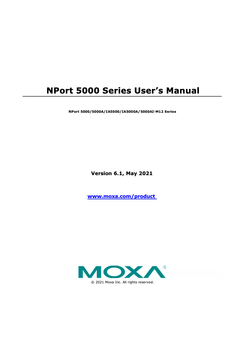 Page 1 de la notice Manuel utilisateur Moxa NPort 5450-T