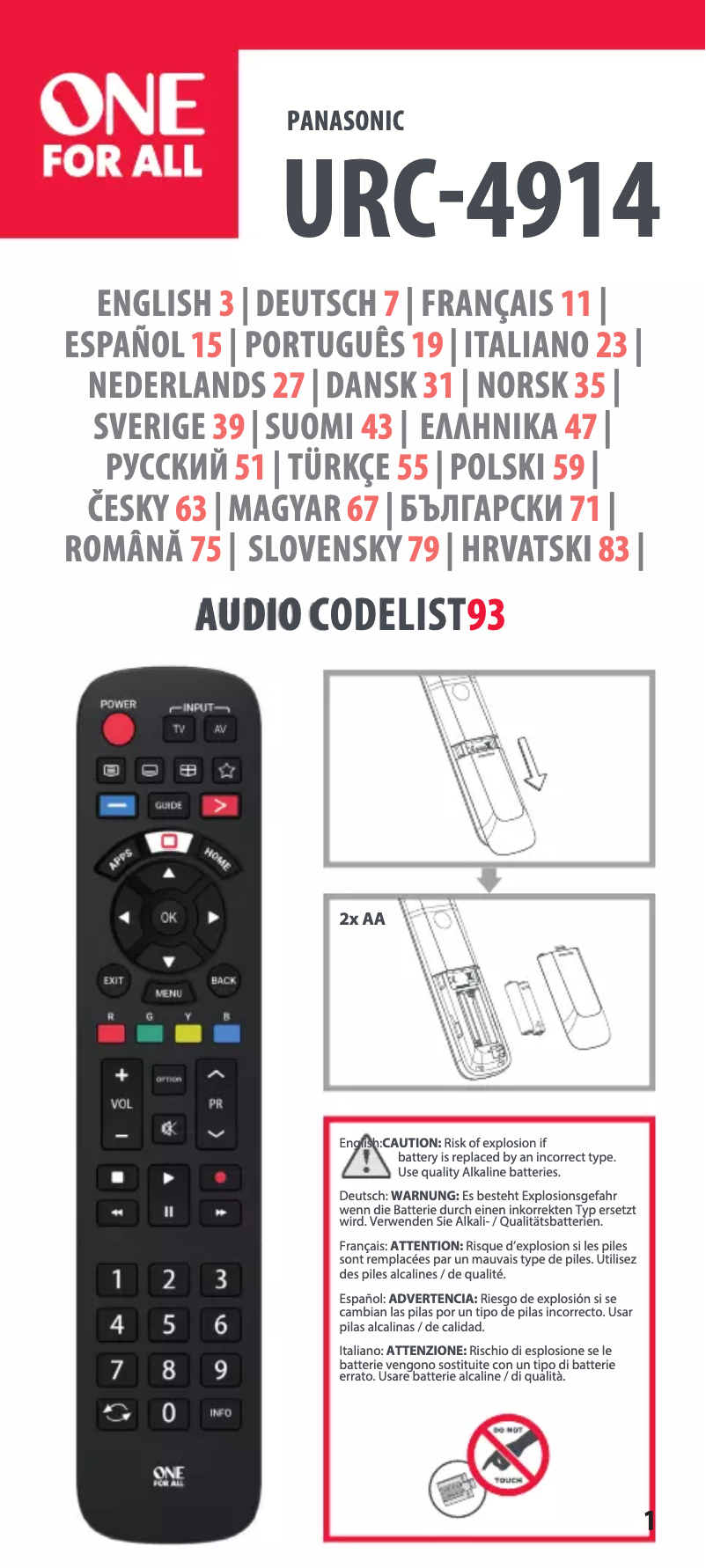 Image de la première page du manuel de l'appareil URC 4914