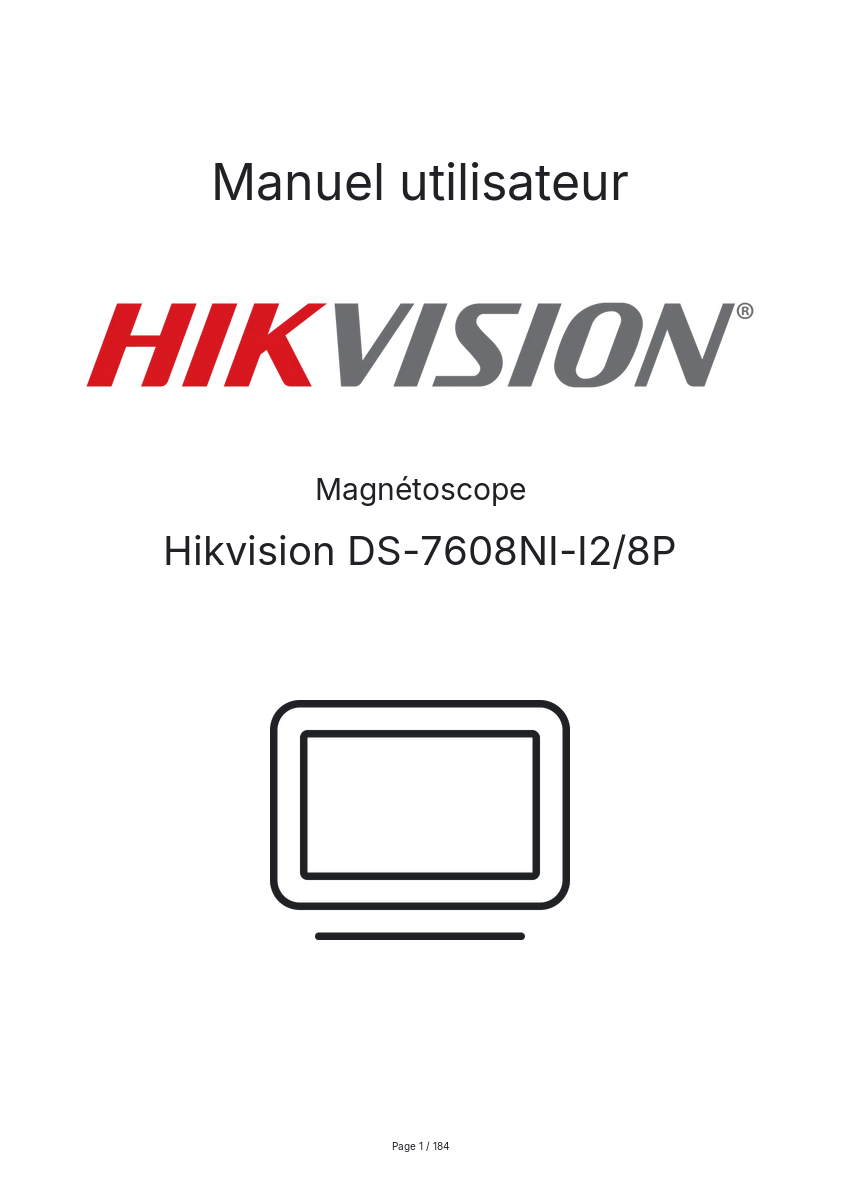 Image de la première page du manuel de l'appareil DS-7608NI-I2/8P