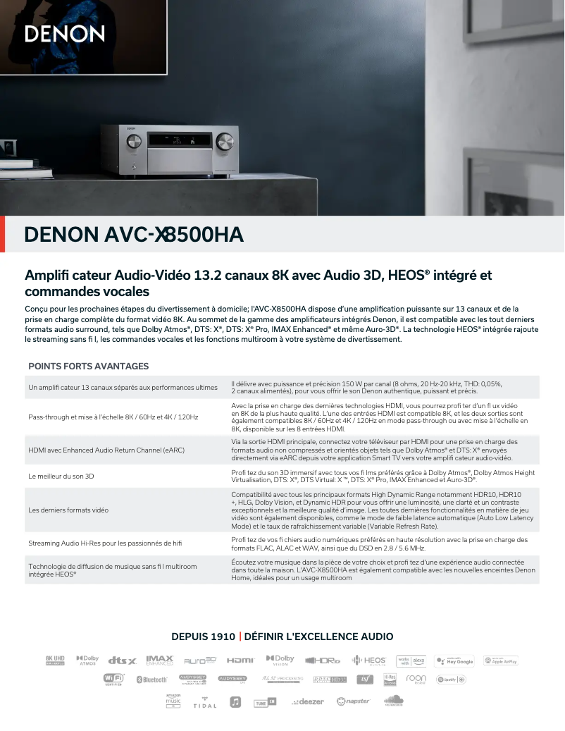 Page n°1 - Fiche technique Denon AVC-X8500HA