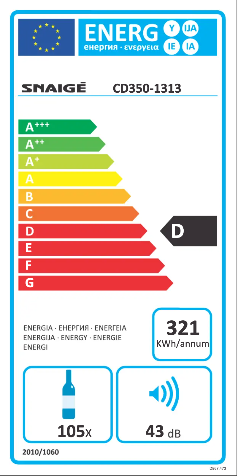 Page n°1 - Label énergétique Snaigė WD35SM-S3JJSG1