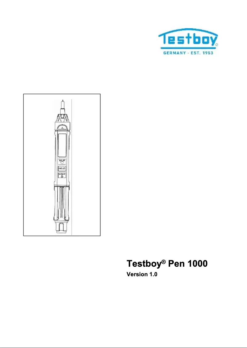 Page n°1 - Manuel utilisateur Testboy Pen 1000