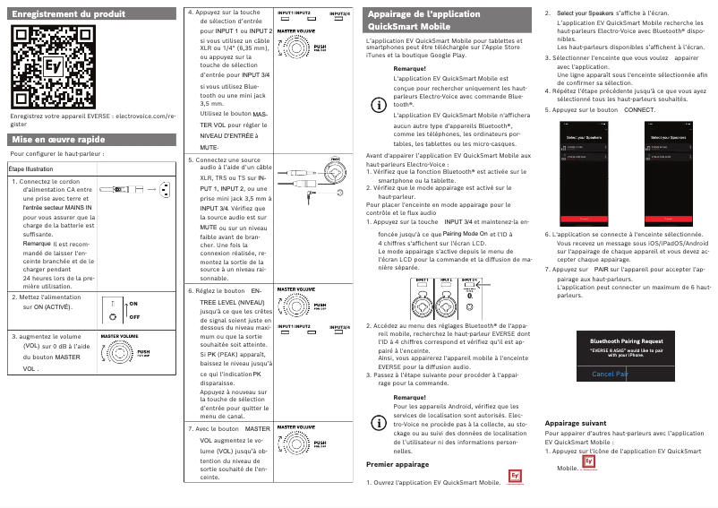 Page 1 de la notice Manuel utilisateur Electro-Voice Everse 12