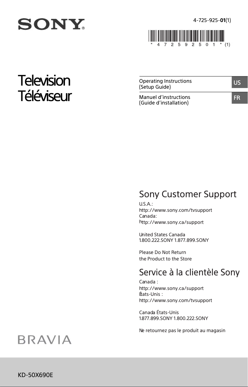 Página 1 del manual Manual de usuario Sony KD-50X690E