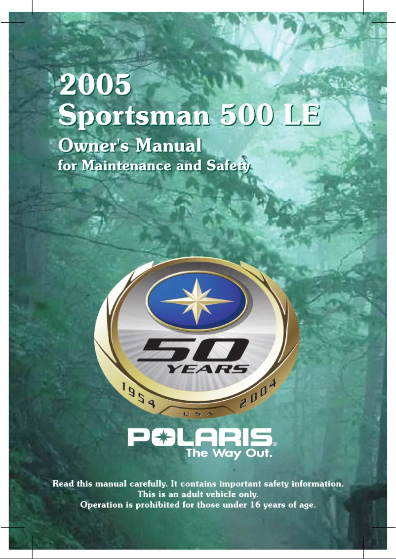 Page 1 de la notice Manuel utilisateur Polaris Sportsman 500 LE (2005)