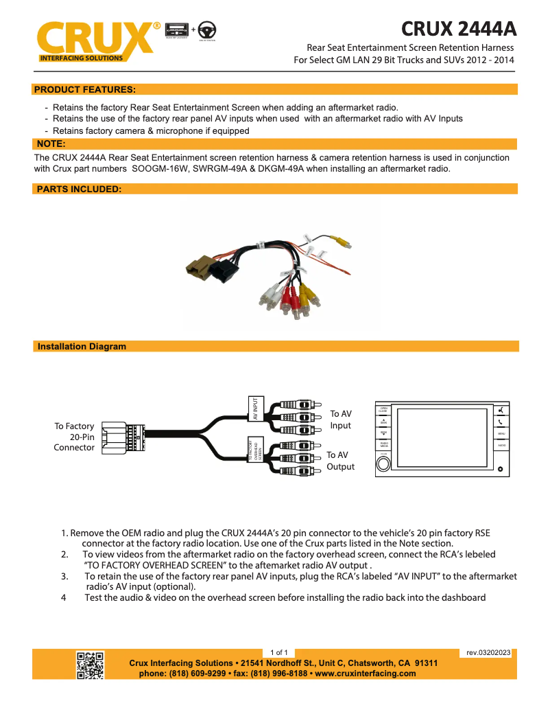 Page 1 de la notice Manuel utilisateur CRUX 2444A