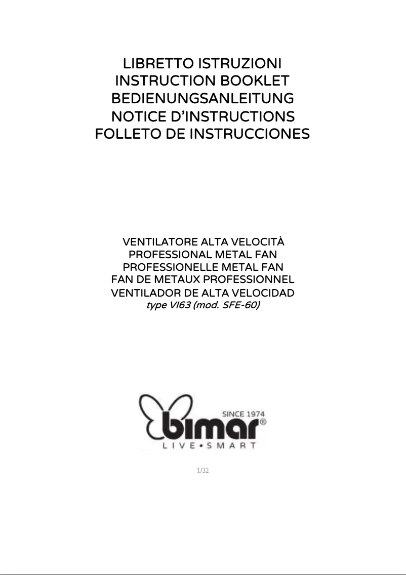 Page 1 de la notice Manuel utilisateur Bimar VI63
