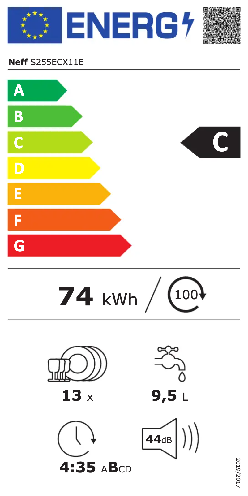 Page n°1 - Label énergétique Neff S255ECX11E
