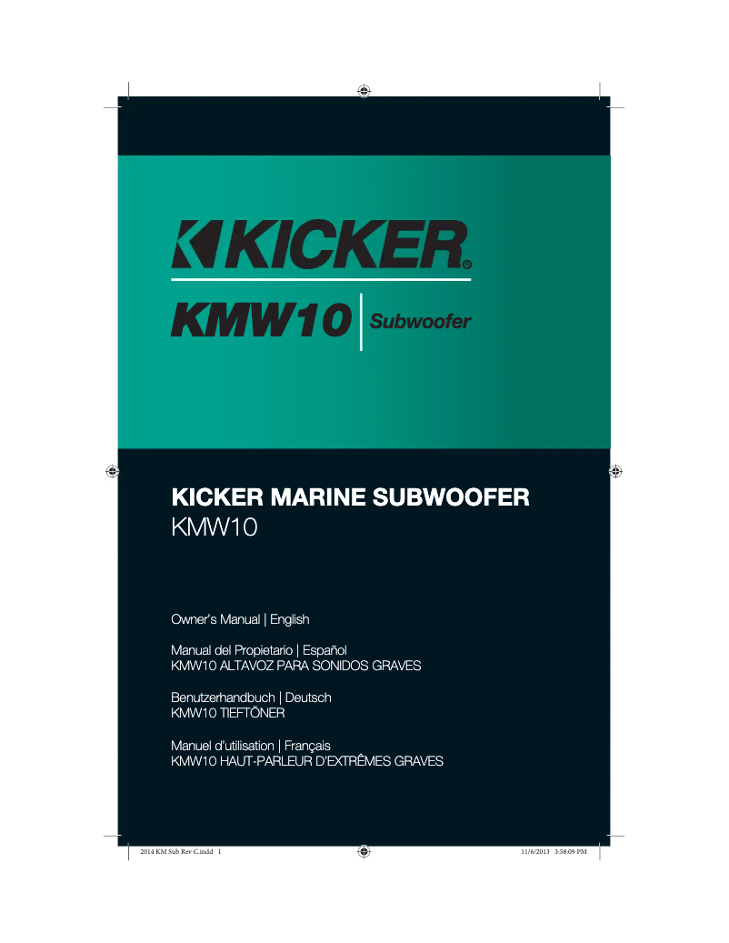 Page 1 de la notice Manuel utilisateur Kicker KMW10