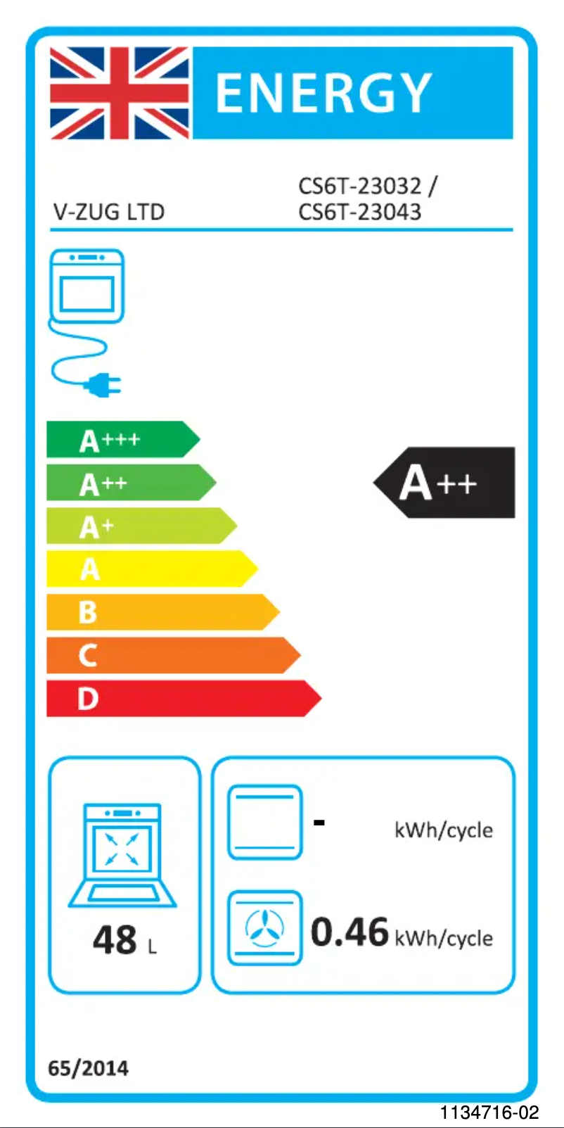 Page 1 of the manual Energy Label V-Zug CombiSteamer V6000 45