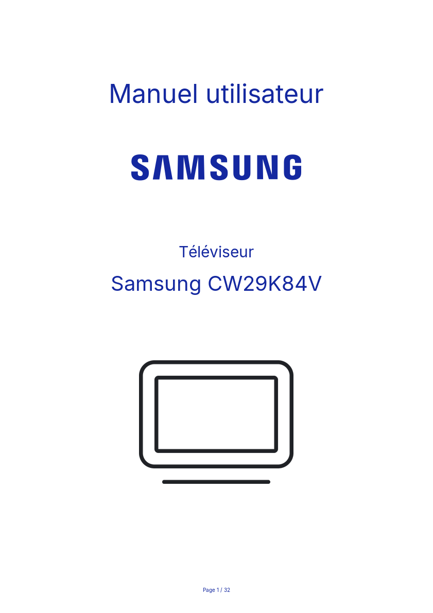 Page n°1 - Manuel utilisateur Samsung CW29K84V