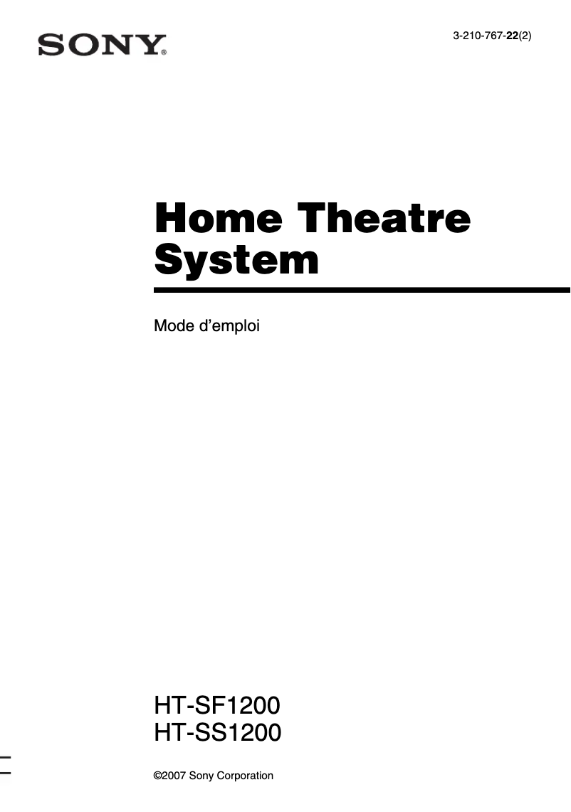 Image de la première page du manuel de l'appareil HT-SS1200