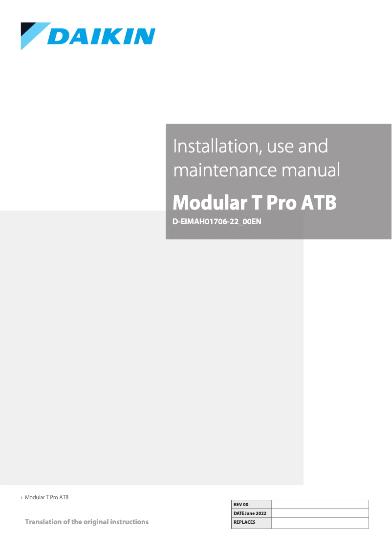 Page 1 de la notice Manuel utilisateur Daikin ATB04RAMNADBT00