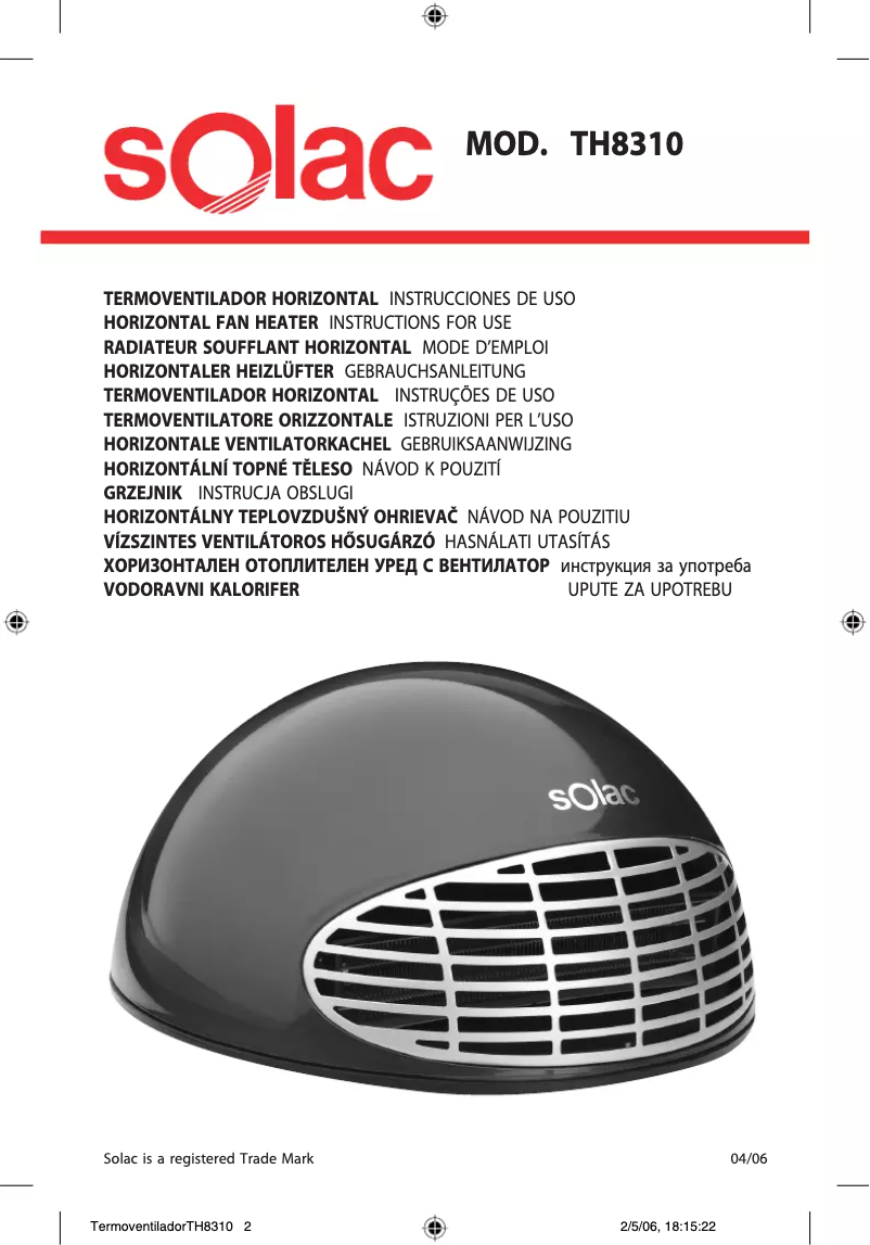 Page n°1 - Manuel utilisateur Solac TH8310