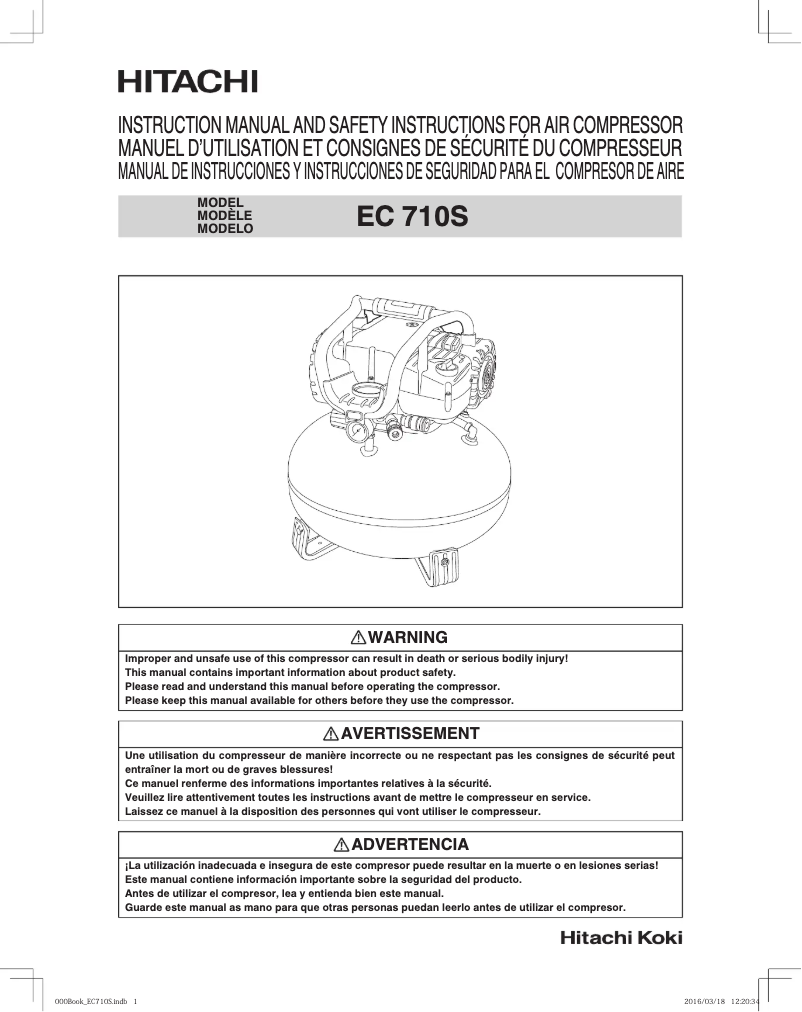 Page n°1 - Manuel utilisateur Hitachi EC710S