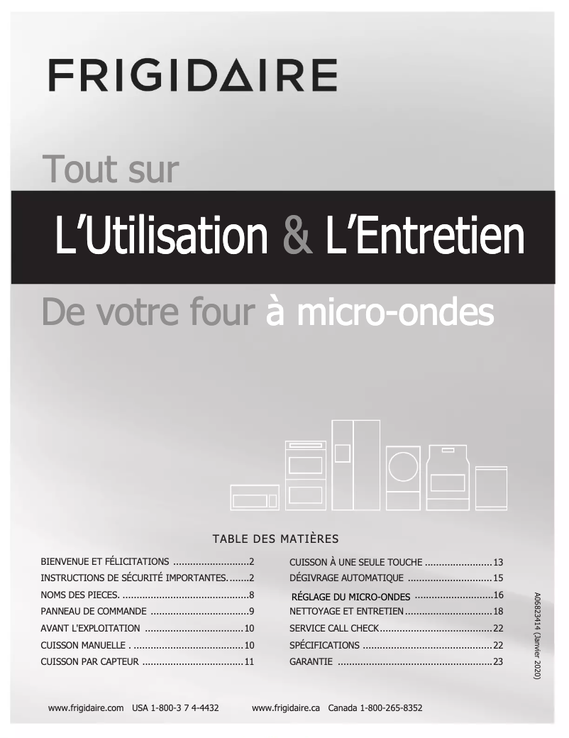Page n°1 - Manuel utilisateur Frigidaire FGBM19WNVD