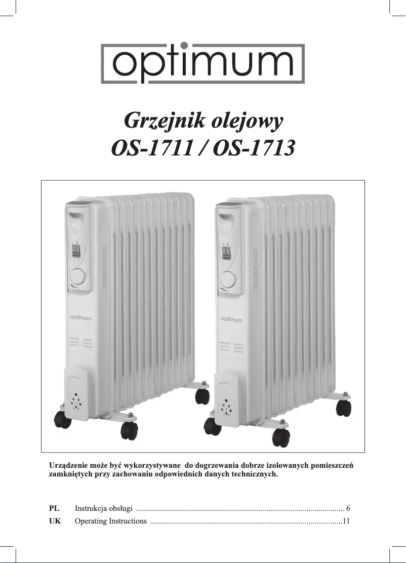 Page 1 de la notice Manuel utilisateur Optimum OS-1711