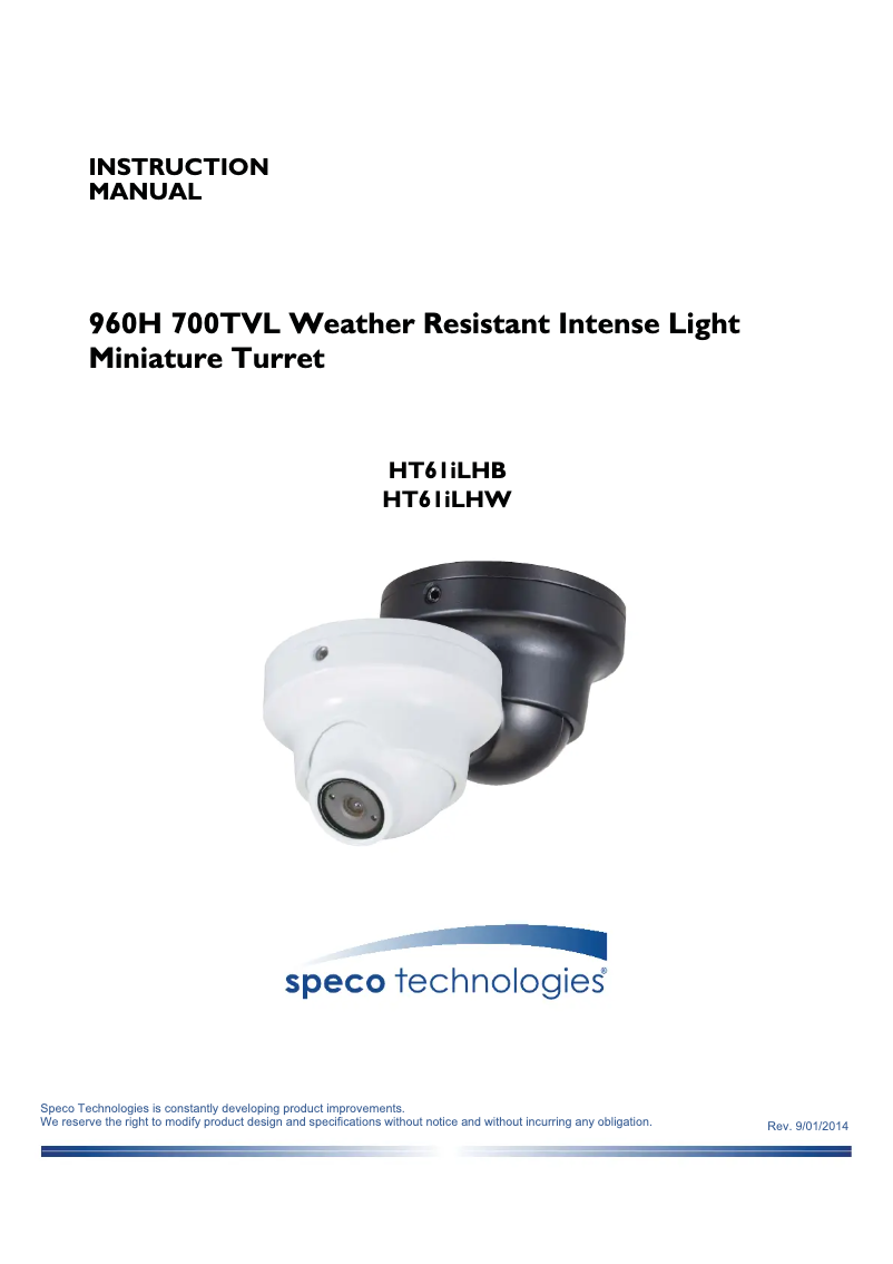 Page 1 de la notice Manuel utilisateur Speco Technologies HT61ILHB