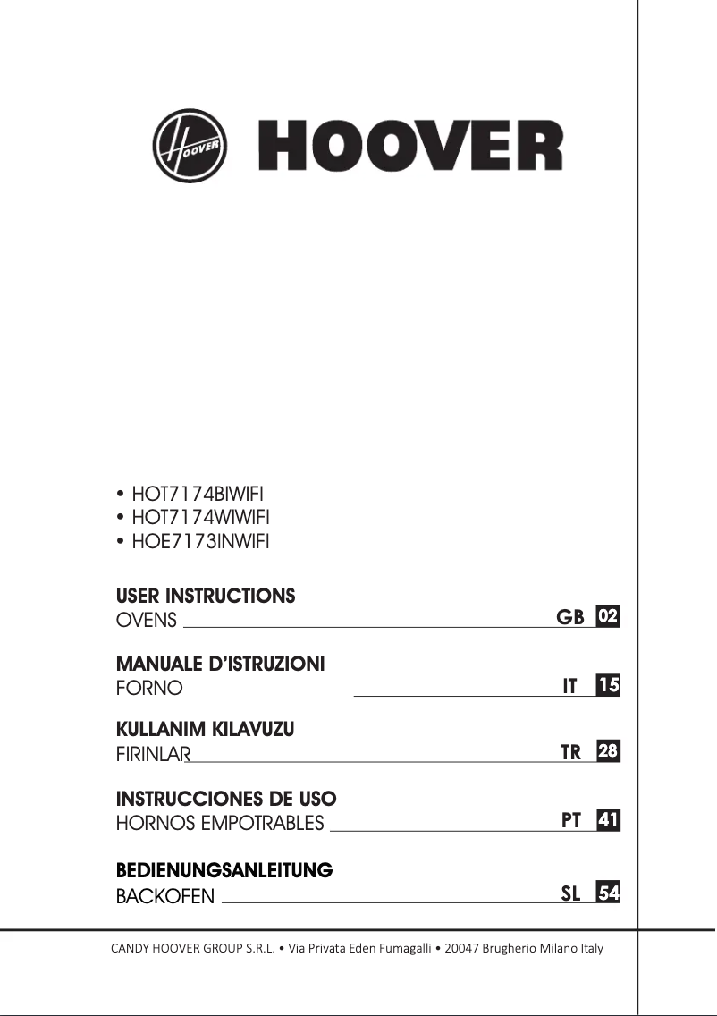 Page n°1 - Manuel utilisateur Hoover HOE7173IN WI