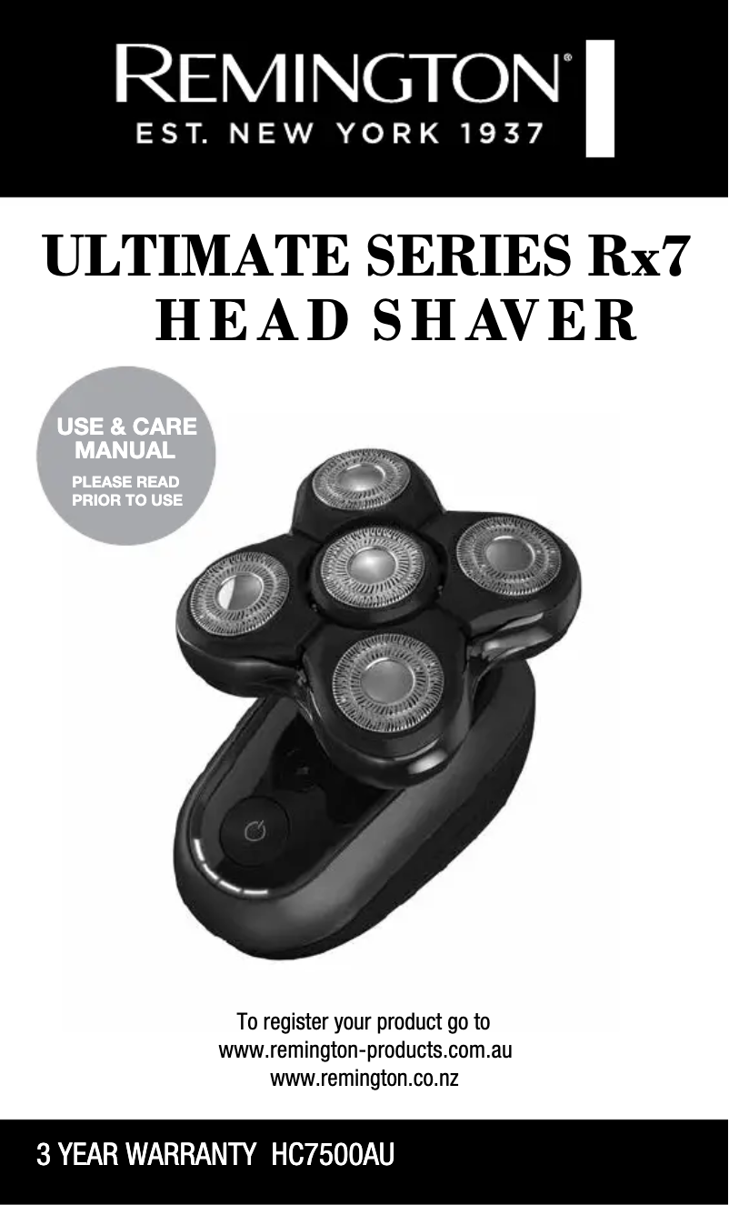 Image de la première page du manuel de l'appareil Ultimate RX7 HC7500AU