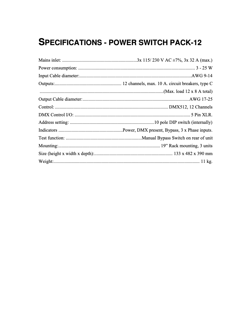 Image de la première page du manuel de l'appareil Power Switch Pack-12
