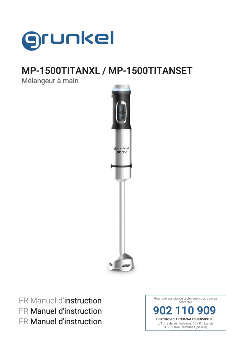 Image de la première page du manuel de l'appareil MP-1500TITANXL