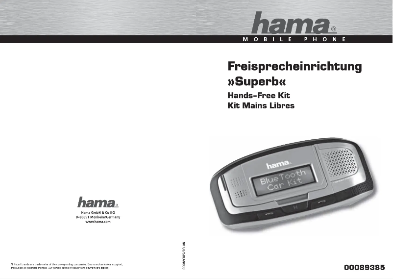 Image de la première page du manuel de l'appareil Superb 89385