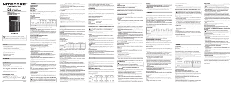Page 1 de la notice Manuel utilisateur Nitecore Ci4