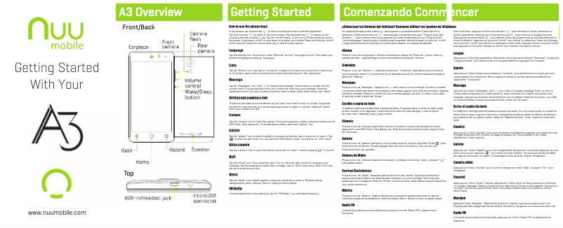 Page 1 de la notice Manuel utilisateur NUU Mobile A3
