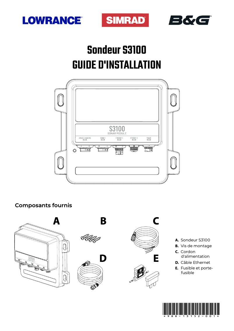 Page 1 de la notice Manuel utilisateur Simrad S3100
