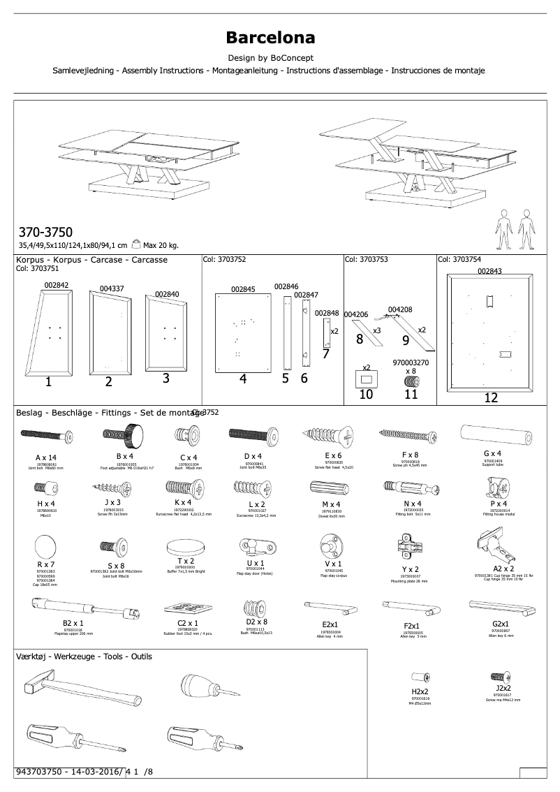Page 1 de la notice Manuel utilisateur BoConcept Barcelona