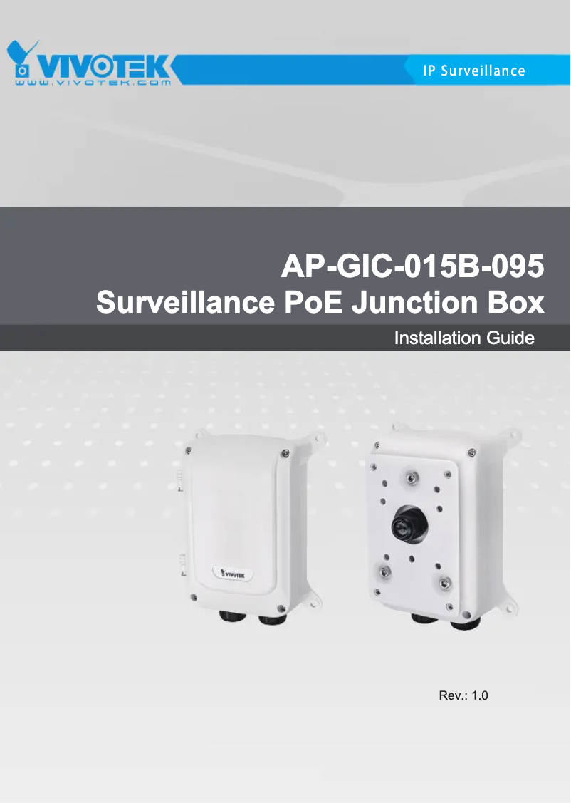 Page 1 de la notice Guide d'installation Vivotek AP-GIC-015B-095