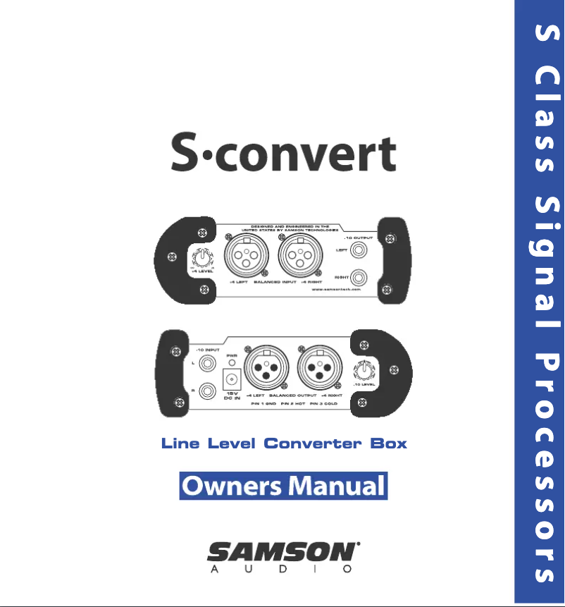 Page 1 de la notice Manuel utilisateur Samson S-Convert