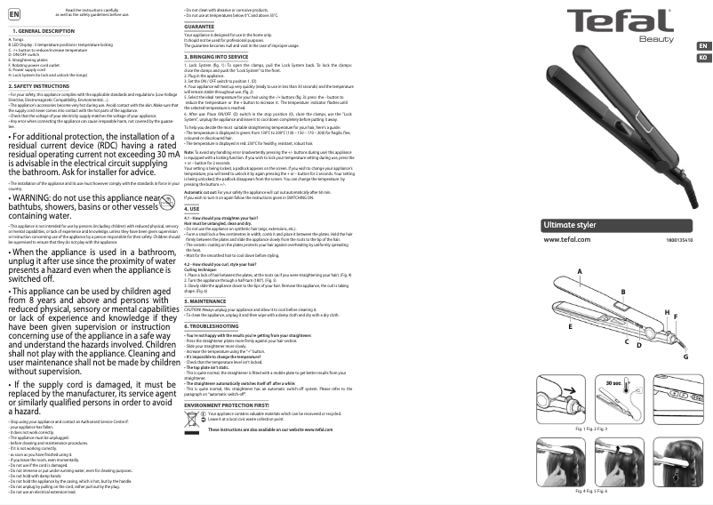 Page n°1 - Manuel utilisateur Tefal Ultimate Styler HS6020