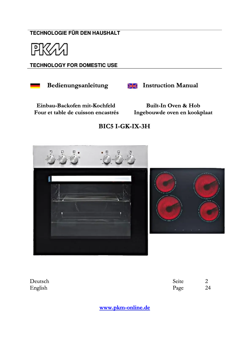 Page 1 de la notice Manuel utilisateur PKM BIC5 I-GK-IX-3 H