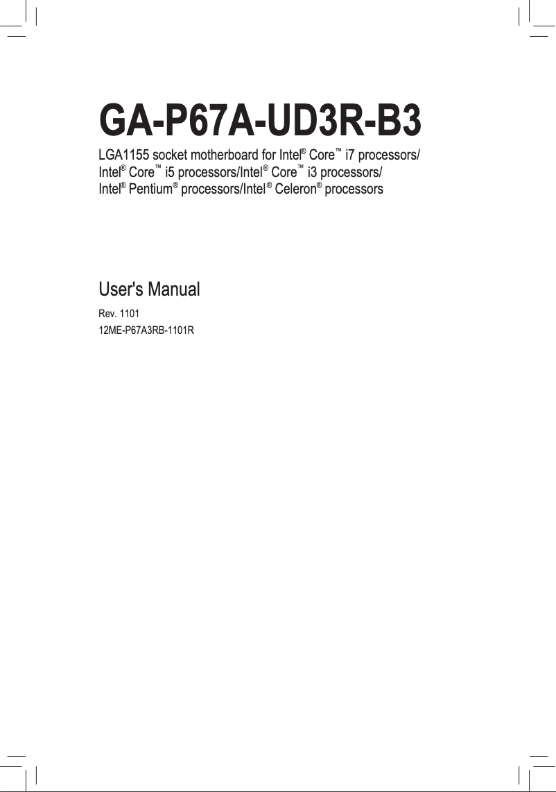 Page n°1 - Manuel utilisateur Gigabyte GA-P67A-UD3R-B3