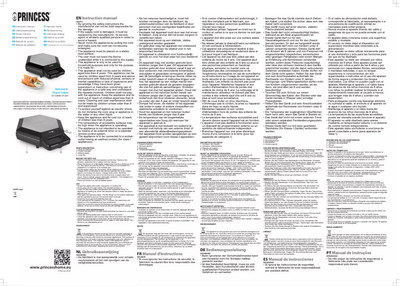 Page 1 de la notice Manuel utilisateur Princess Samosa & Snack 123001