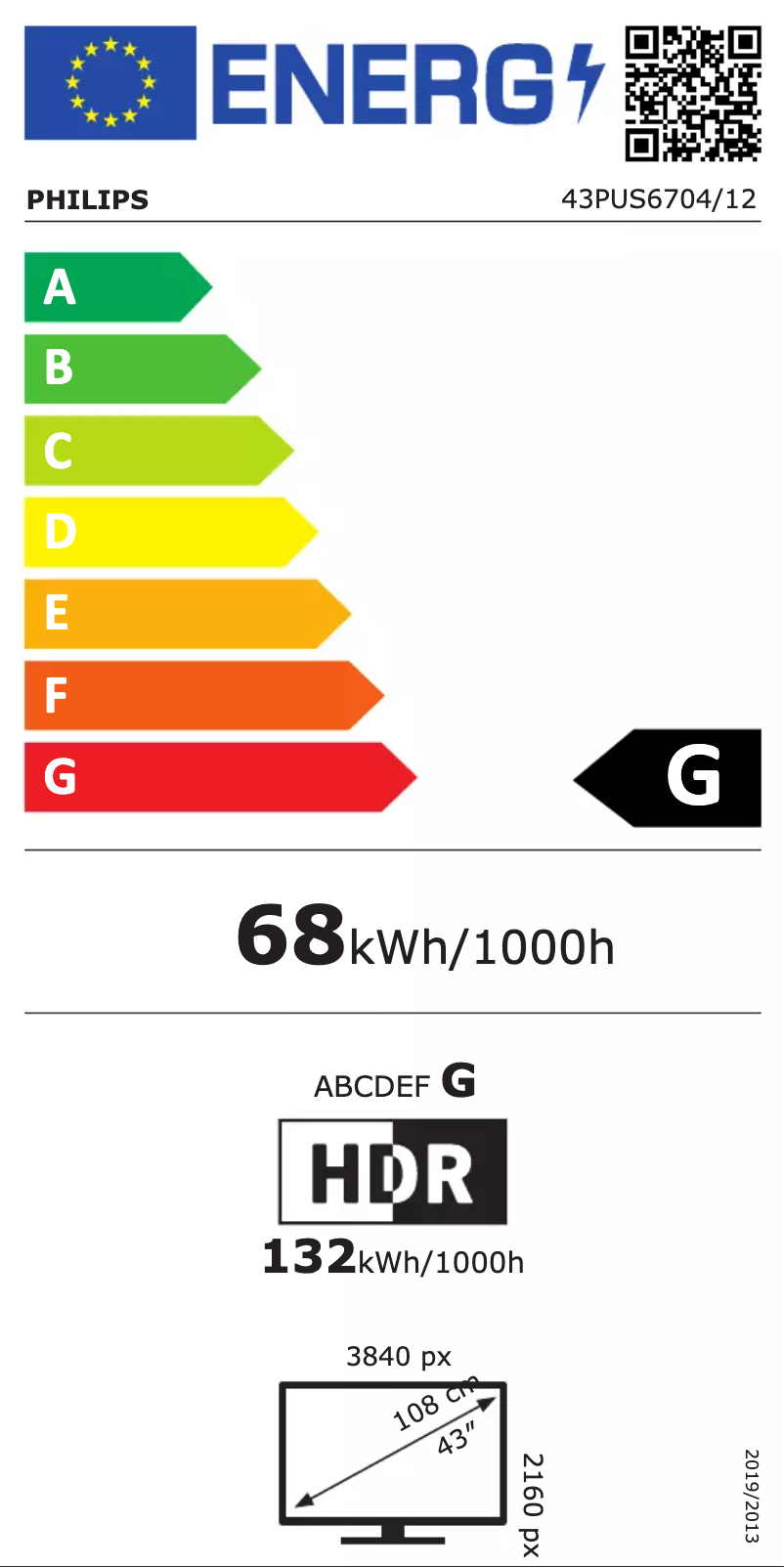 Page n°1 - Label énergétique Philips 6700 series 43PUS6704