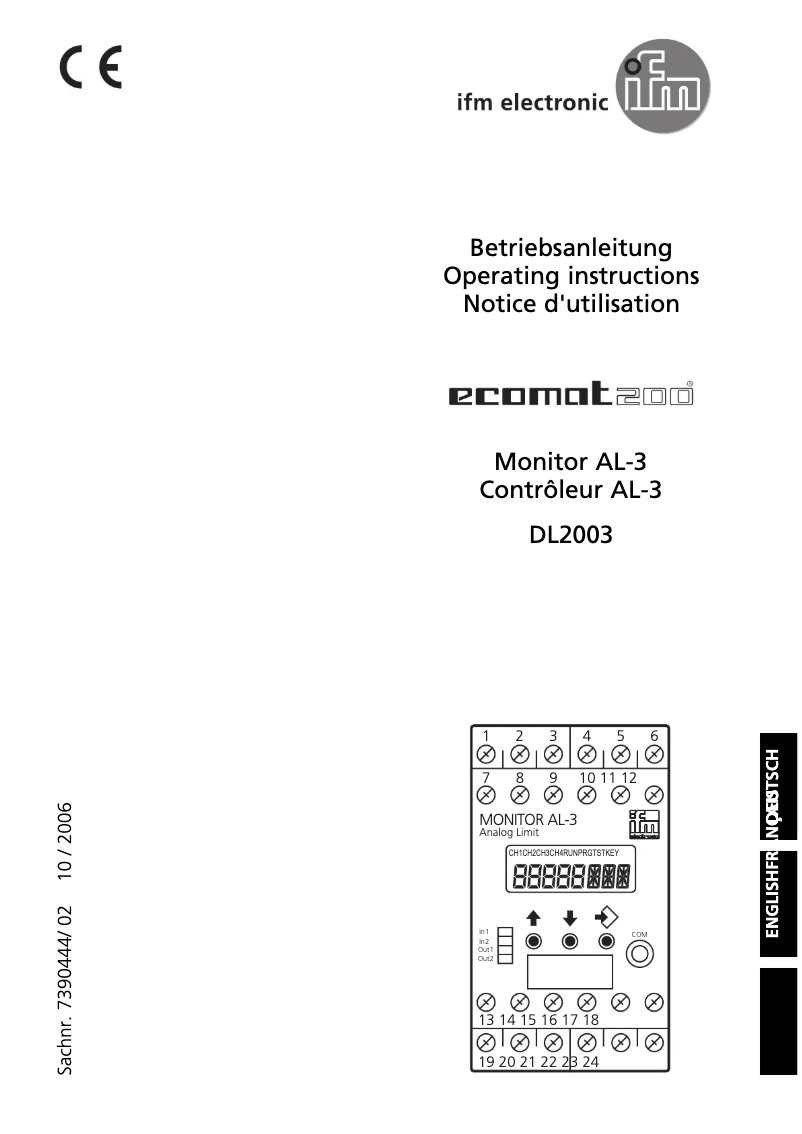 Page 1 de la notice Manuel utilisateur IFM DL2003