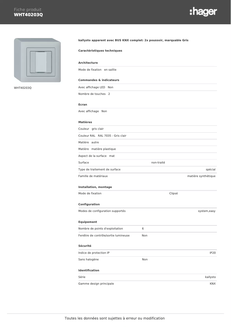 Image de la première page du manuel de l'appareil WHT40203Q