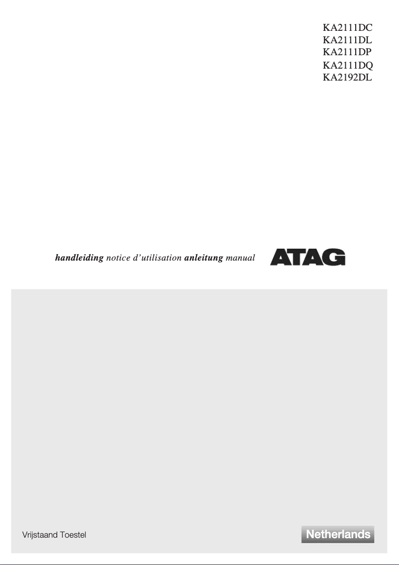 Page 1 de la notice Manuel utilisateur Atag KA2111DL