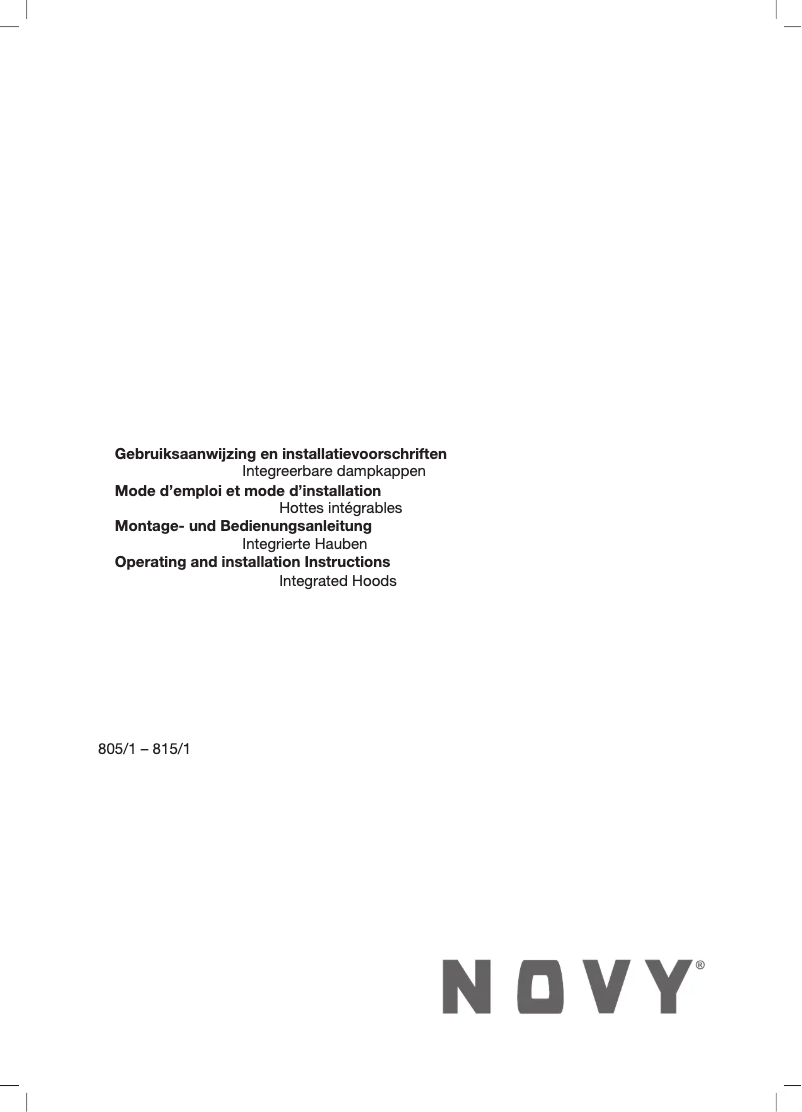 Page 1 de la notice Manuel utilisateur Novy 815