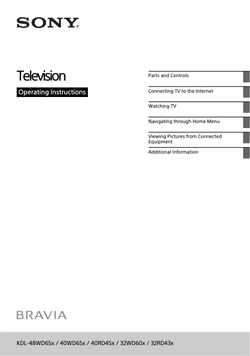 Page 1 de la notice Manuel utilisateur Sony KDL48WD653BU