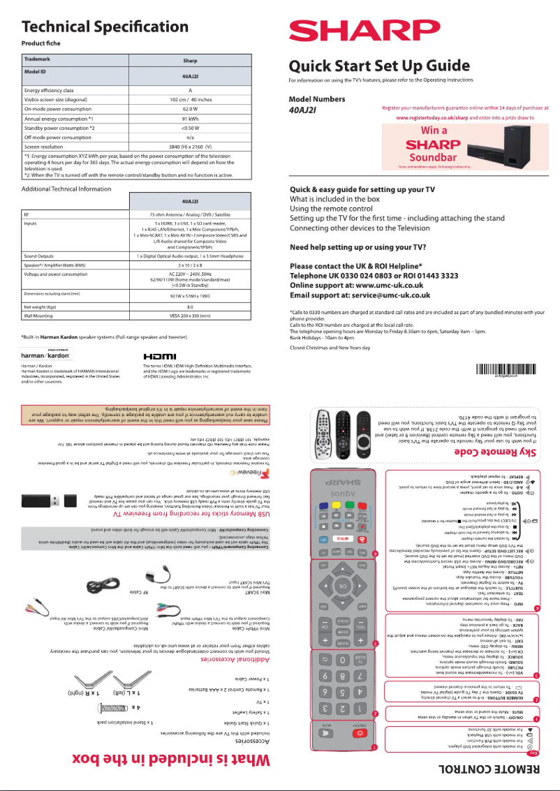 Page n°1 - Guide de démarrage rapide Sharp 40AJ2I