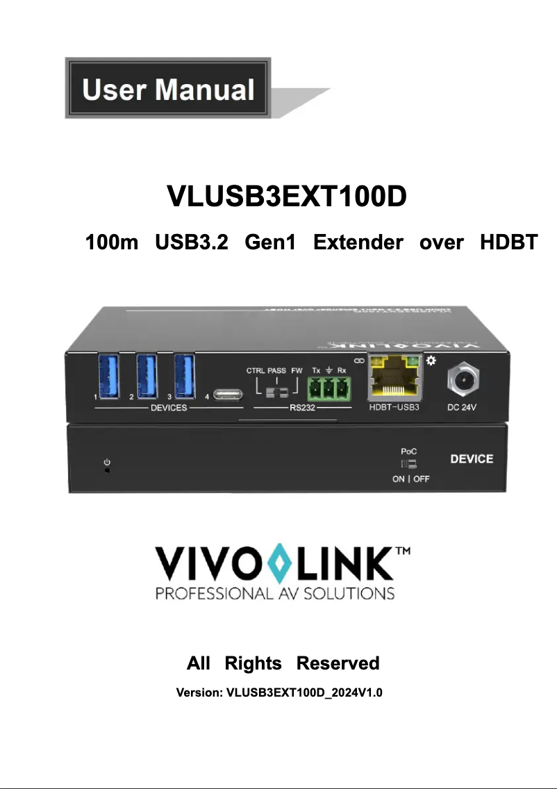 Page n°1 - Manuel utilisateur Vivolink VLUSB3EXT100D