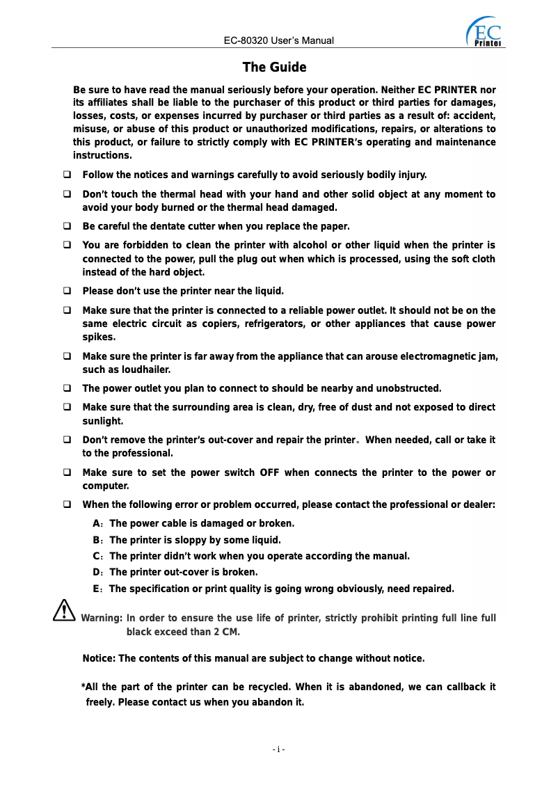 Page 1 de la notice Manuel utilisateur EC Line EC-80320